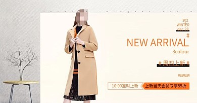 天猫淘宝冬季新款女装毛呢纯色海报