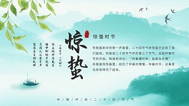 中国风小清新古风惊蛰节日展板