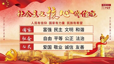 大气党建社会主义核心价值观展板