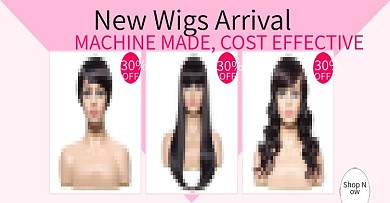 假发头套简约粉色几何海报