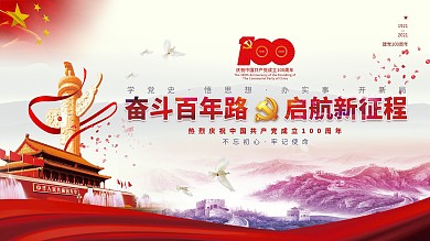 建党100周年百年诞辰党建风大气展板