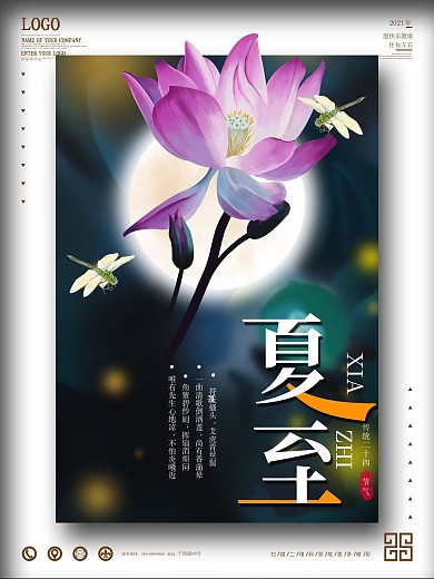 简约风留白夏至摄影图节气海报