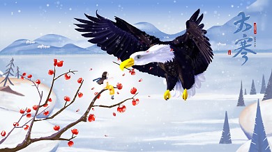 原创大寒习俗插画海报节日展板