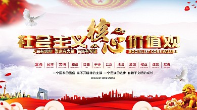 创意党建风社会主义核心价值观展板