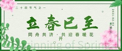 立春节气清新春天花朵简约公众号封面
