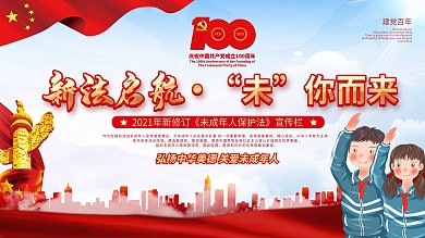 党建风建党100周年未成年人保护法宣传栏