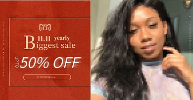 双11简约女装假发海报