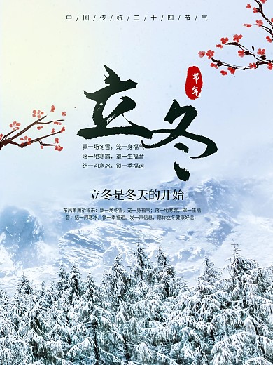 简约中国传统节气立冬海报