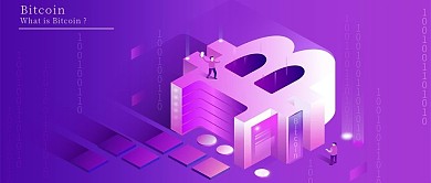 2.5d比特币B字母金融科技紫色矢量插画