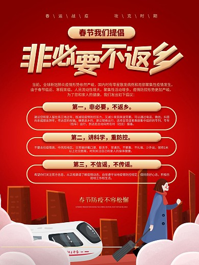 非必要不返乡倡议内容海报设计