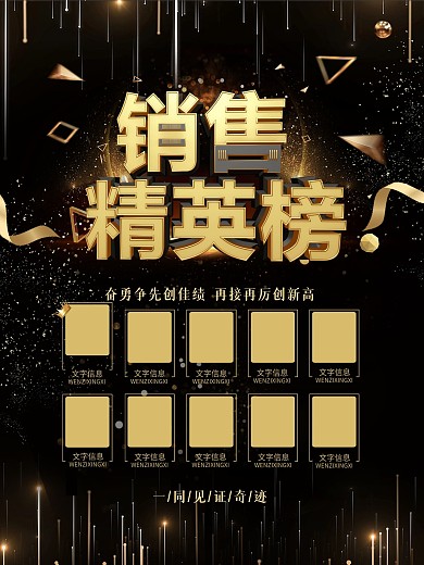 黑色大气企业业绩排行榜海报