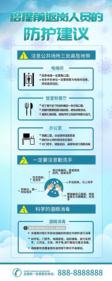 原创提前返岗人员防护建议新型肺炎预防展架