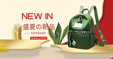 天猫简约风手绘背景美颜手提包海报