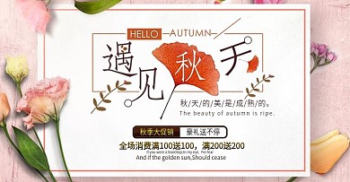 小清新秋季促销活动海报