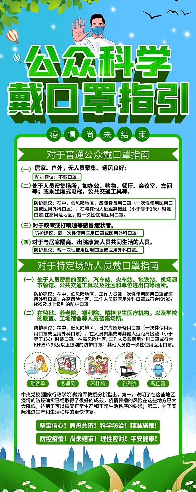 公众科学戴口罩指引复工复学防控疫情展架