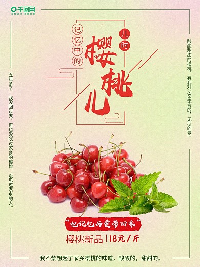 美味樱桃促销海报简约设计模板