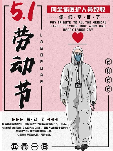 5.1劳动节海报简约医护