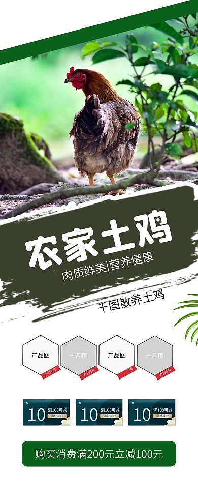 农家土鸡花鸡促销展架易拉宝