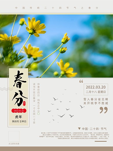 春分中国传统二十四节气海报