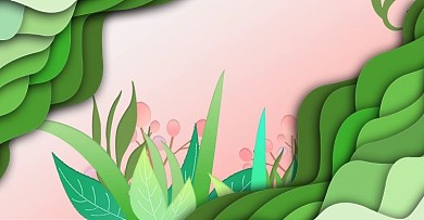 踏春剪纸立体小清新手绘banner背景