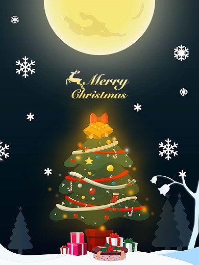 手绘圣诞节平安夜温馨海报