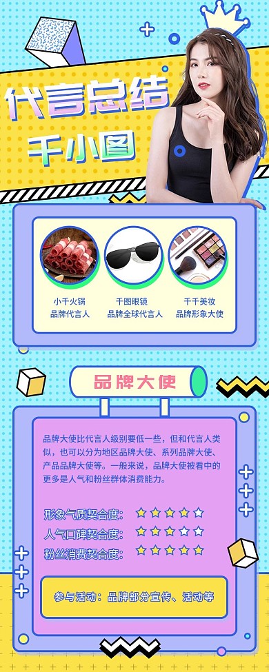 娱乐应援孟菲斯风格明星代言总结长图