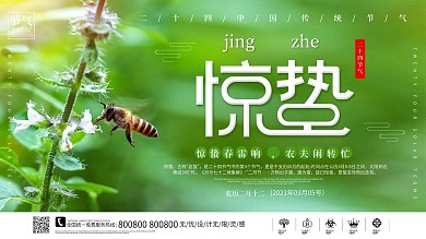 小清新惊蛰二十四节气展板