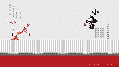小雪小雪节气节气梅花红墙