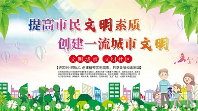 创文明城市文明社区宣传展板海报