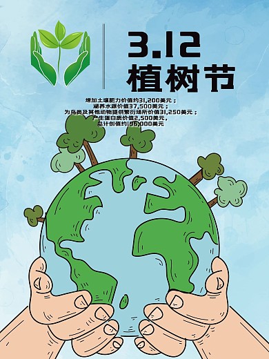 312植树节保护环境地球海报