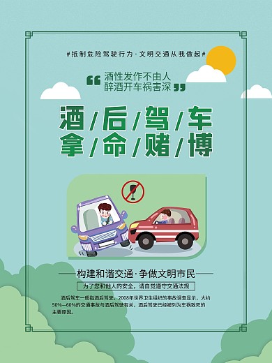 交通安全酒后驾车系列宣传知识海报1