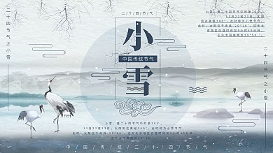 白色简约中国风下雪节气宣传展板