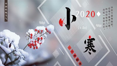 简约中国风二十四节气小寒创意节气展板