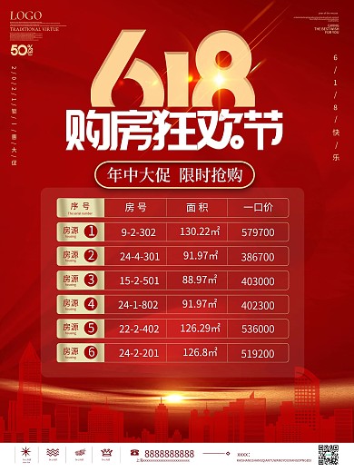 618房地产促销信息表优惠福福利地产海报