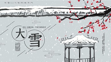 白色简约中国风大雪节气宣传展板