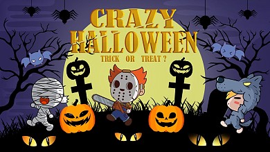 原创手绘万圣节狂欢宣传展架