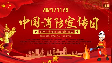 中国消防宣传日展板