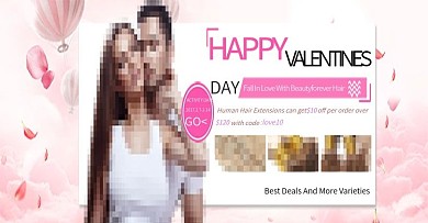 情人节浪漫粉色假发海报