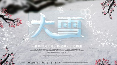 大雪简约留白节气展板节气介绍