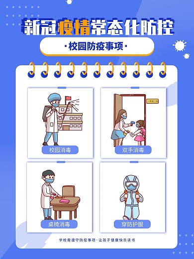 蓝色新冠疫情常态化防控系列海报5