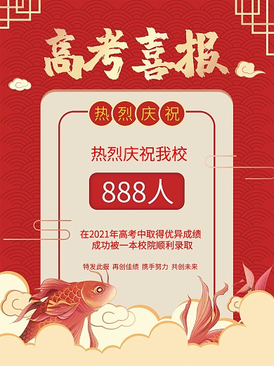 热烈庆祝红色喜庆高考喜报海报