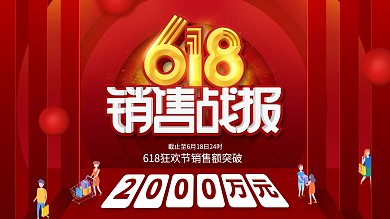 红色大气喜庆618销售战报喜报宣传展板
