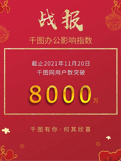 红色简约企业战报促销海报psd
