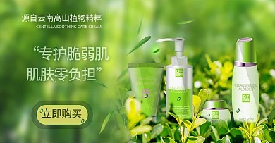 化妆品海报绿色天然植物