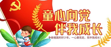 少年举着旗向着阳光走