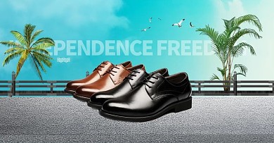 清新简约夏季男鞋新品促销活动全屏海报