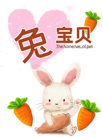 卡通兔子原创卡通宠物店海报萌宠兔