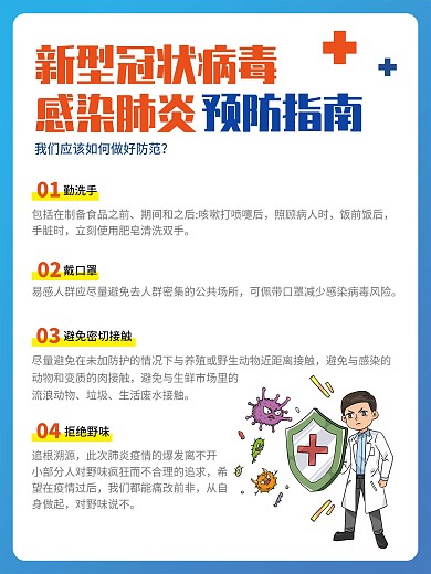 新型冠状病毒肺炎预防指南防范提示海报