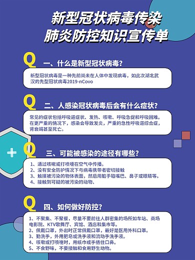 新型冠状病毒传染肺炎防控知识宣传单海报