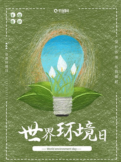 原创线圈插画保护环境公益海报
